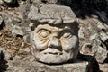 Copan, Honduras, Central America: Carved old man head.