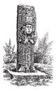 Copan Monolith in Honduras, vintage engraving