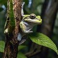 Cope's Gray Treefrog Jumping Between Branches in a Lush Forest Royalty Free Stock Photo