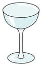 Cope sparkling wine and cocktail glass. Stylish hand-drawn doodle cartoon style gin colored vector illustration. For party card,
