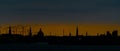 Copenhagen city skyline at dusk with sharp silhouette