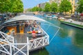 Copenhagen cityscape, restaurant by canal