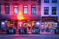 Norrebrogade in Norrebro district in Copenhagen by night Royalty Free Stock Photo