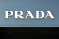 Prada logo on a wall