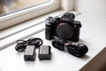 Close-up of Sony A7iii mirrorless camera Royalty Free Stock Photo