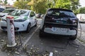 Electric car recharging the batteries in Copenhagen, Denmark