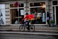 Just Eat food deliveru biker in danish capital Copenhagen