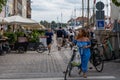 The Nyhavn or New Harbor in Copenhagen. This use to be a rough neighbourhood for sailors but are now transformed into a Royalty Free Stock Photo