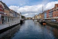 The Nyhavn or New Harbor in Copenhagen. This use to be a rough neighbourhood for sailors but are now transformed into a Royalty Free Stock Photo