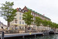 View of the harbor in Copenhagen. Channel in the city center, Denmark.