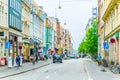 COPENHAGEN, DENMARK, AUGUST 20, 2016: View of a main street in the central Copenhagen, Denmark Royalty Free Stock Photo