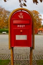 COPENHAGEN, DENMARK: Classical post box. Kastellet fortress, located in Copenhagen, Denmark, one of the best preserved