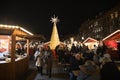 Visitors at Christmas market at hojbro plads in Copenhagen Royalty Free Stock Photo