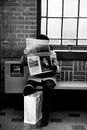 Woman reading neading freign news papers in copenhagen