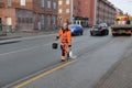 COUNCIL WORKER SPREADING DUE TO SLIPPER ROAD