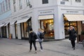 SHOPPER PAS BY BRITISH BURBERRY STORE IN COPENHAGEN