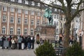 Copenhagen /Denmark/18 February 2023/Tourists gether for walk city guide tour in danish capital Copenhagen.( Photo.Francis Jos