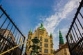 COPENHAGEN, DENMARK: fountain Stork on Amagertorv square at the city centre Royalty Free Stock Photo