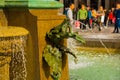 COPENHAGEN, DENMARK: fountain Stork on Amagertorv square at the city centre Royalty Free Stock Photo