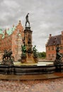 Copenhagen.Denmark. The Frederiksborg Castle. Fountain. Royalty Free Stock Photo