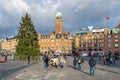 Christmas tree on the town hall square in Copenhagen Royalty Free Stock Photo