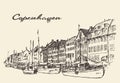 Copenhagen Denmark illustration hand drawn