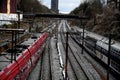 Danish state train system and rail road tracks Copenhagen