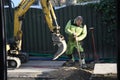 Male digging footpath for biber wires t in Copenhagen Denamrk