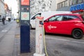 Copenhagen, Denmark, January 30th 2021: Electric car charging station in a park