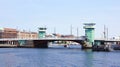 COPENHAGEN, DENMARK - JUL 06th, 2015: Knippelsbro drawbridge across the inner harbour of Copenhagen, with two control Royalty Free Stock Photo