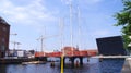 COPENHAGEN, DENMARK - JUL 05th, 2015: The new Circle Bridge with masts like a ship in Copenhagen harbor, against the