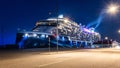 Night view of Celebrity Apex cruise ship docked in port of Copenhagen, Denmark. Royalty Free Stock Photo