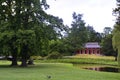 Copenhagen, Denmark - July 2021: Chinese summerhouse in the Frederiksberg Gardens next to the Palace