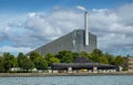 Copenhill ski piste behind submarine, Copenhagen, Denmark