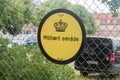 Military area sign on the fence of Rosenborg Castle