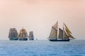 Regatta in Baltic sea. Sailing ships navigate in competition