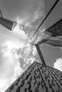 Copenhagen. Denmark. July 24th. 2019: Facade of a glass building. Black and white photo. Bottom view. Close-up. Architecture Royalty Free Stock Photo