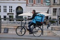 Wolt delivery male biker in Copenhagen Denmark