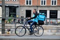 Wolt delivery male biker in Copenhagen Denmark