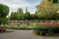 Tivoli Gardens Amusement Park with City Hall Tower on background - Copenhagen, Denmark