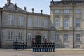 Changing of the guard at Amalienborg palace on town square in Copenhagen, Denmark Royalty Free Stock Photo