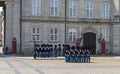 Changing of the guard at Amalienborg palace on town square in Copenhagen, Denmark Royalty Free Stock Photo