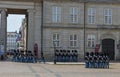 Changing of the guard at Amalienborg palace on town square in Copenhagen, Denmark Royalty Free Stock Photo