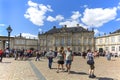 Tourists in the courtyard in front of the Amalienborg palace waiting for changing of the guard, Copenhagen, Denmark Royalty Free Stock Photo