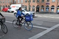 Wolt delivery female biker in Copenhagen Denmark