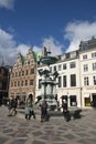 Shoppers travellers at amager torv in Copehagen Denmark