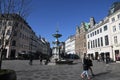 Visitors and shoppers on stroget in Copenhagen Denmark