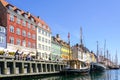 Copenhagen, Denmark- May 30, 2023: colorful houses and boats in the Nyhavn district in Copenhagen