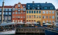 Nyhavn pier with beautiful colorful buildings and other in the Old Town of Copenhagen, Denmark Royalty Free Stock Photo