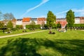 People relaxing at the King`s garden next to Rosenborg castle Royalty Free Stock Photo